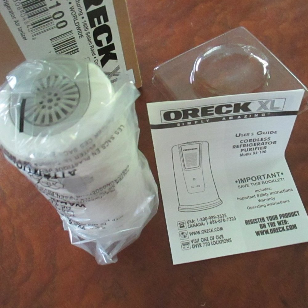 New in box Oreck XL Air Ionizer Cordless Refrigerator Purifier XJ-100